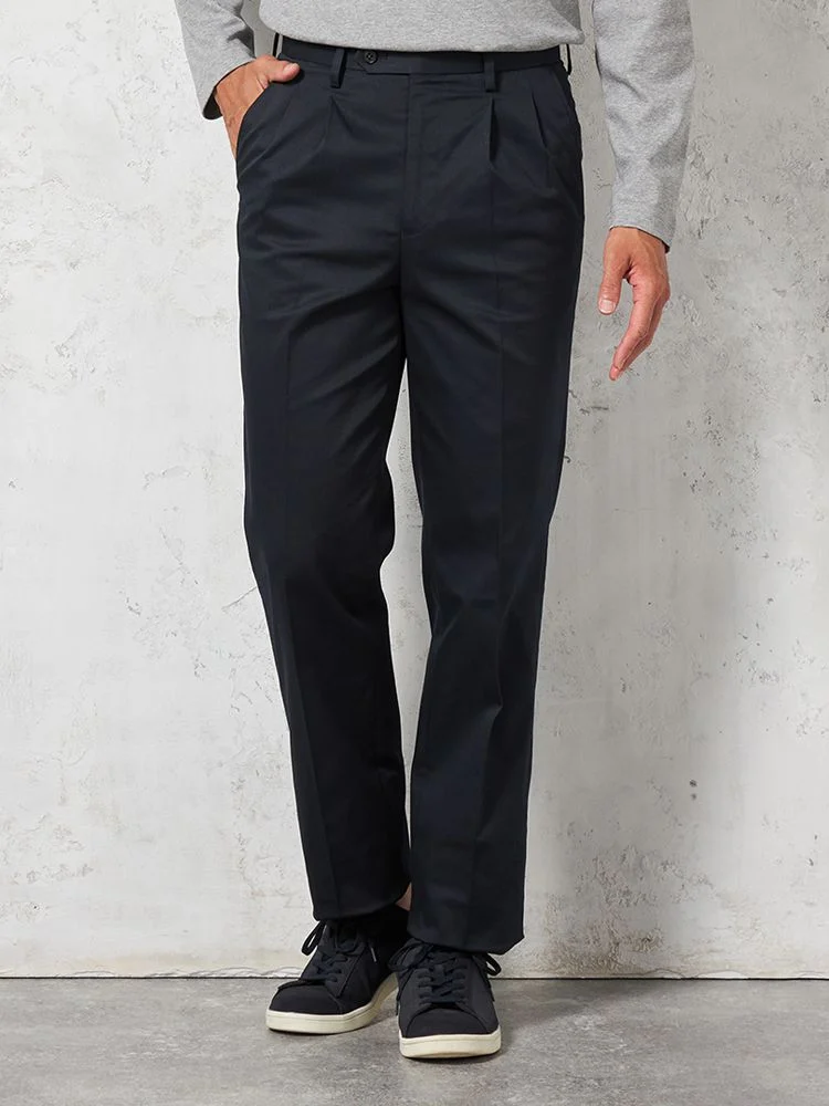 【ツータック】チノパンスーパークリース加工カジュアルパンツ無地リッケンバッカー通年