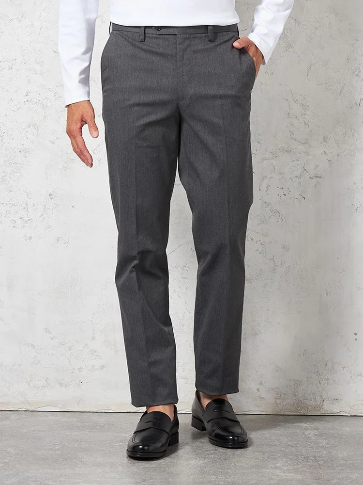 【ノータック】チノパンスーパークリース加工カジュアルパンツ無地リッケンバッカー通年