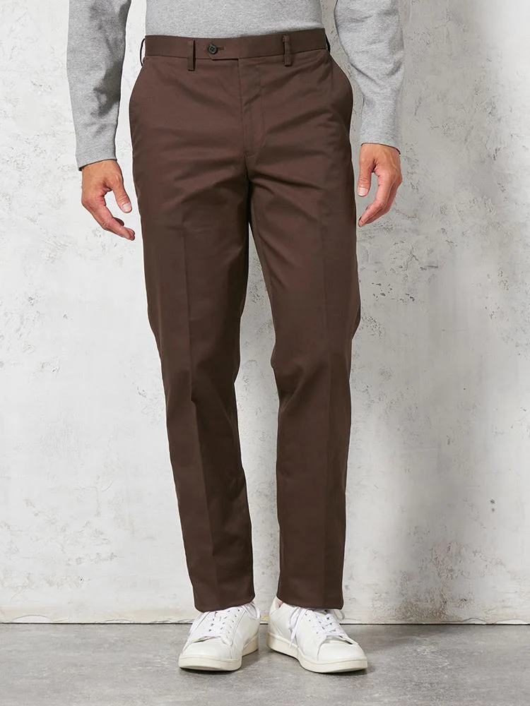 【ノータック】チノパンスーパークリース加工カジュアルパンツ無地リッケンバッカー通年