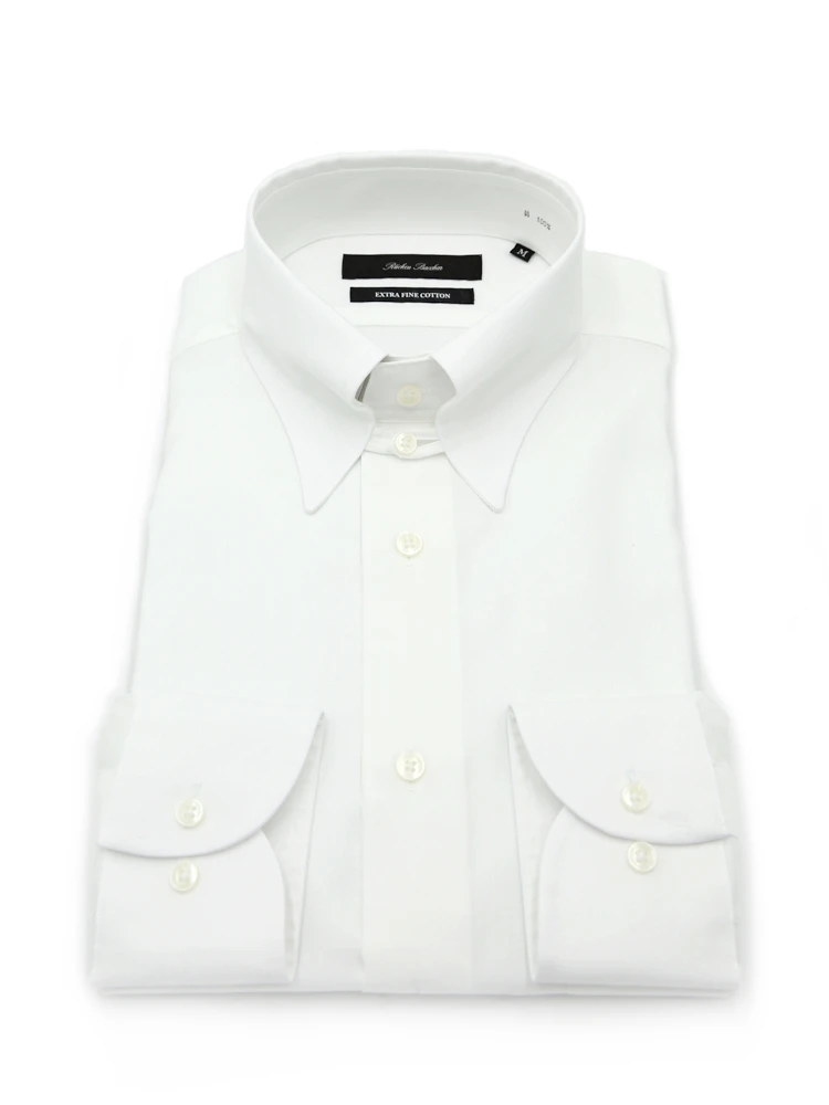 【綿100%】長袖ワイシャツタブカラー無地リッケンバッカー通年