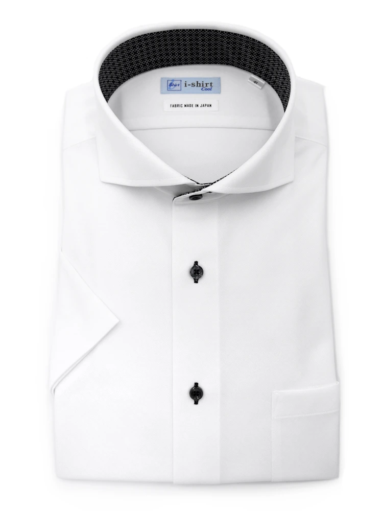 【完全ノーアイロン】半袖アイシャツカッタウェイ【メタクール生地使用】吸湿冷感シャドーチェックワイシャツi-shirt春夏