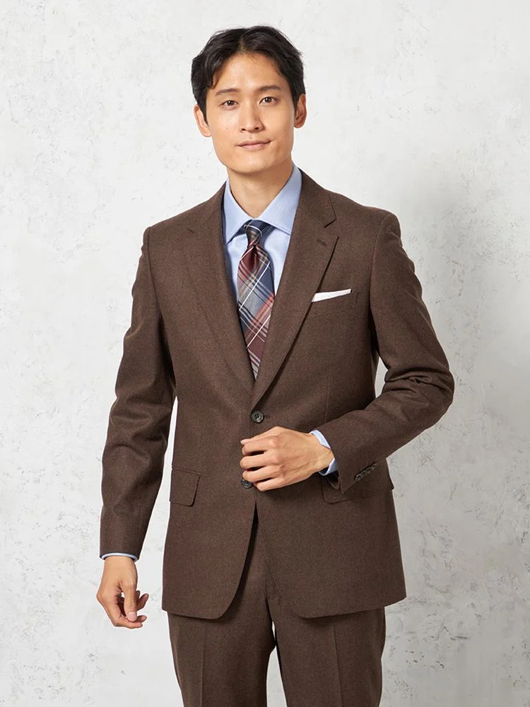 【ノータック】スーツ2つボタン【REDA】イタリアインポート素材織柄無地リッケンバッカー秋冬