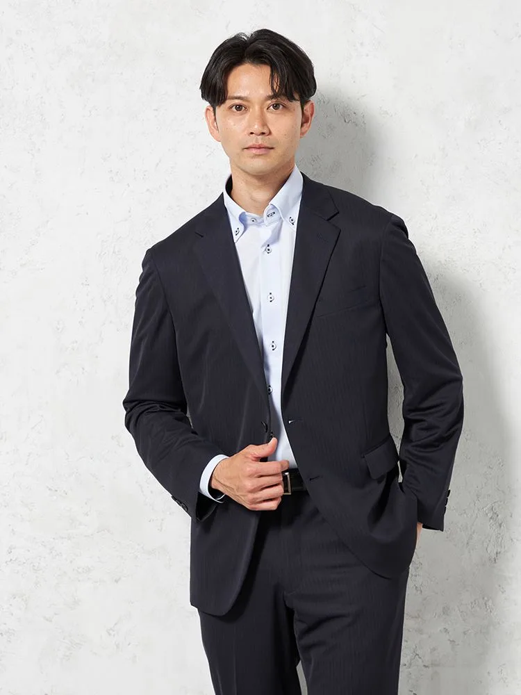 【超軽量】ジャケット2つボタン【セットアップ商品有】ストレッチニット素材高通気シャドウストライプi－Jacket-アイジャケット-春夏