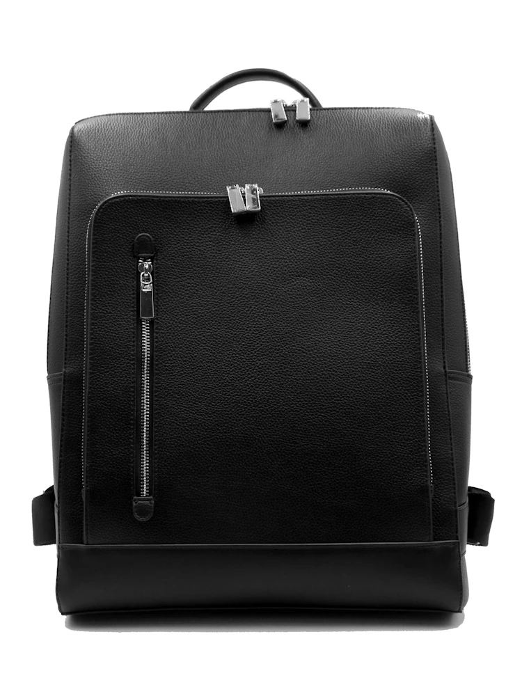 【薄マチ】リュックビジカジ合皮シュリンクブラックグレーネイビー無地通年