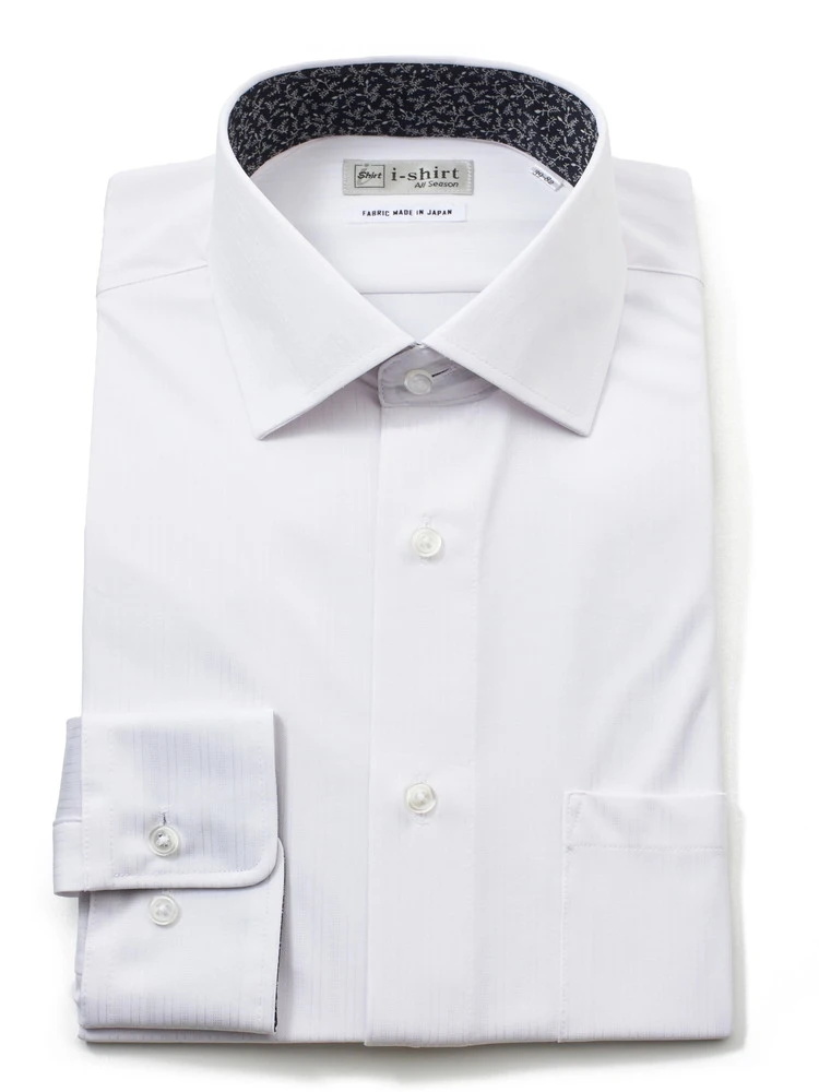 【完全ノーアイロン】長袖アイシャツセミワイドストライプワイシャツi-shirt通年