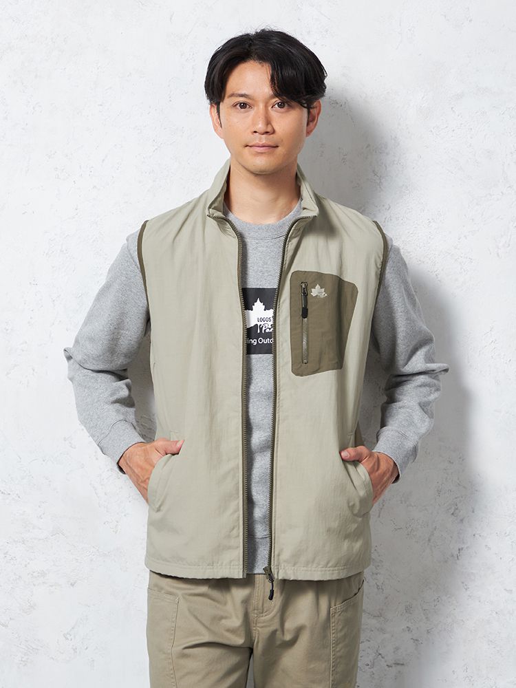 【LOGOS-ロゴス-】撥水加工ナイロンタスラン裏メッシュベスト無地カジュアルアウター