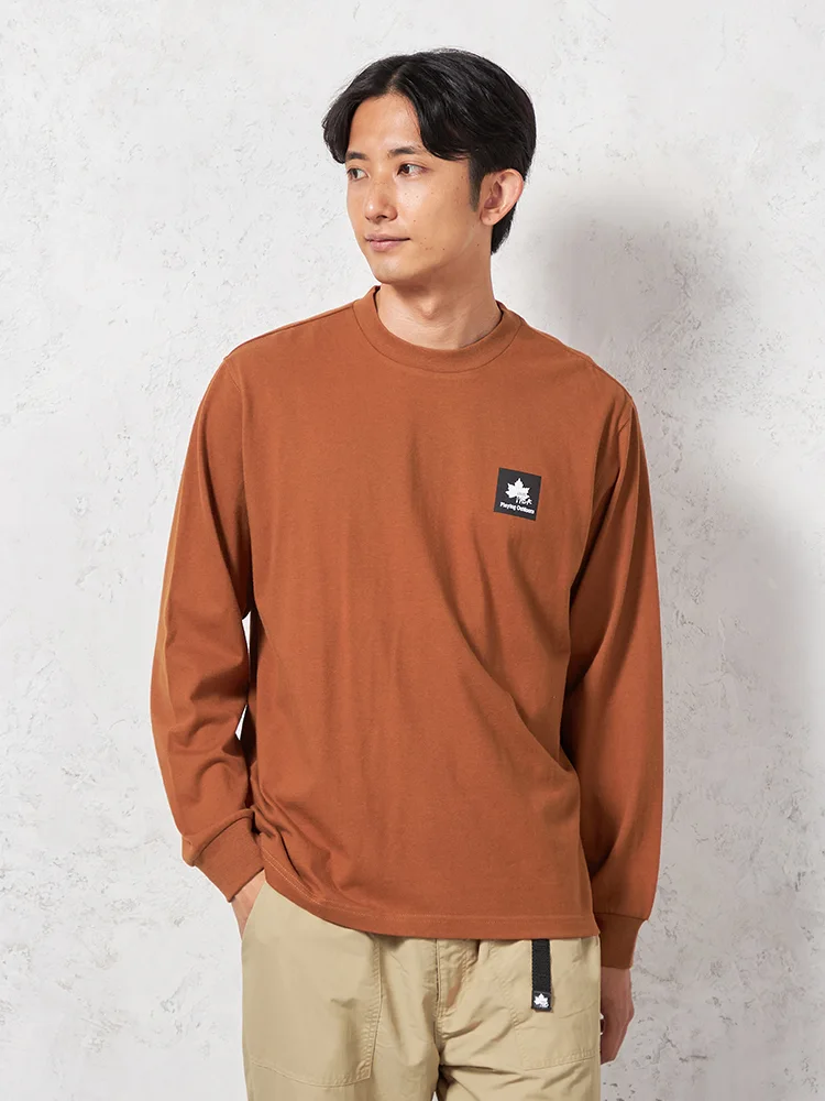 【LOGOS-ロゴス-】天竺プリントＴシャツリサイクル素材カジュアルインナー無地秋冬