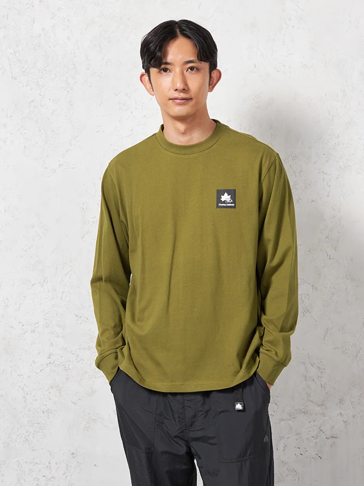 【LOGOS-ロゴス-】天竺プリントＴシャツリサイクル素材カジュアルインナー無地秋冬