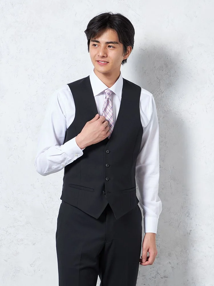 【リバーシブル】ベストシャドウストライプRESPECTNERO通年【スリムデザイン】