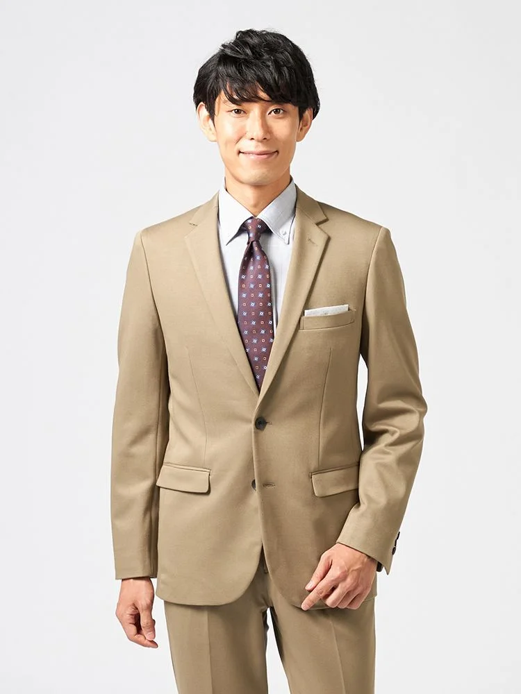 【CassetteCross】スーツ2つボタン上下ウォッシャブルニット素材無地nero秋冬【スリムデザイン】