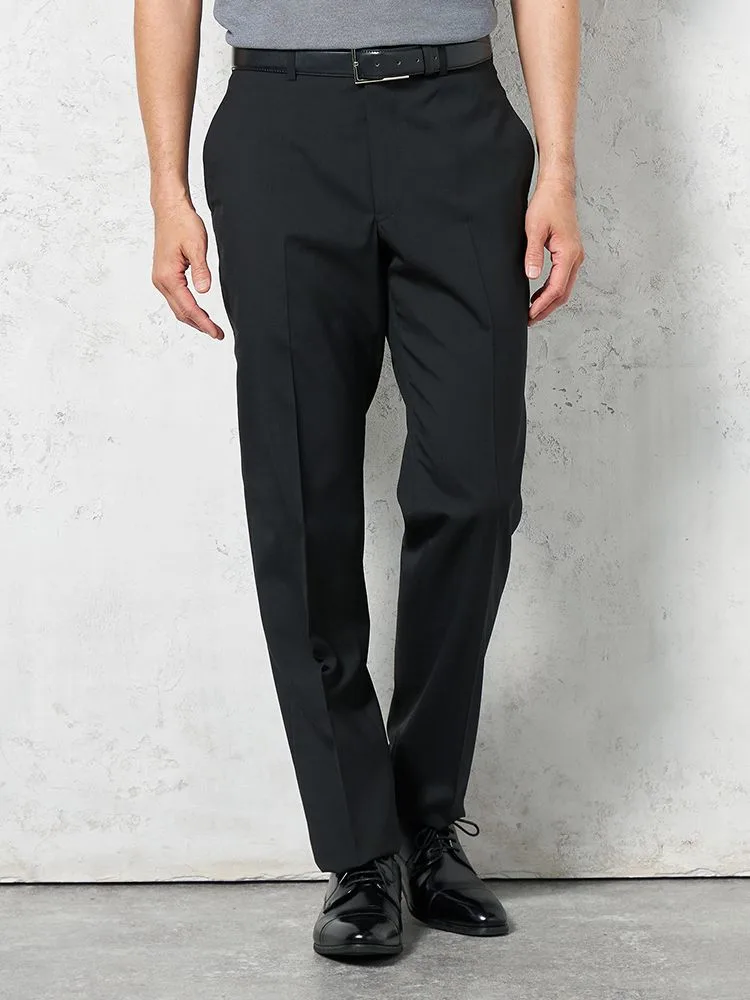 【ウォッシャブル】パンツスラックスノータック防しわリッケンバッカーブラック