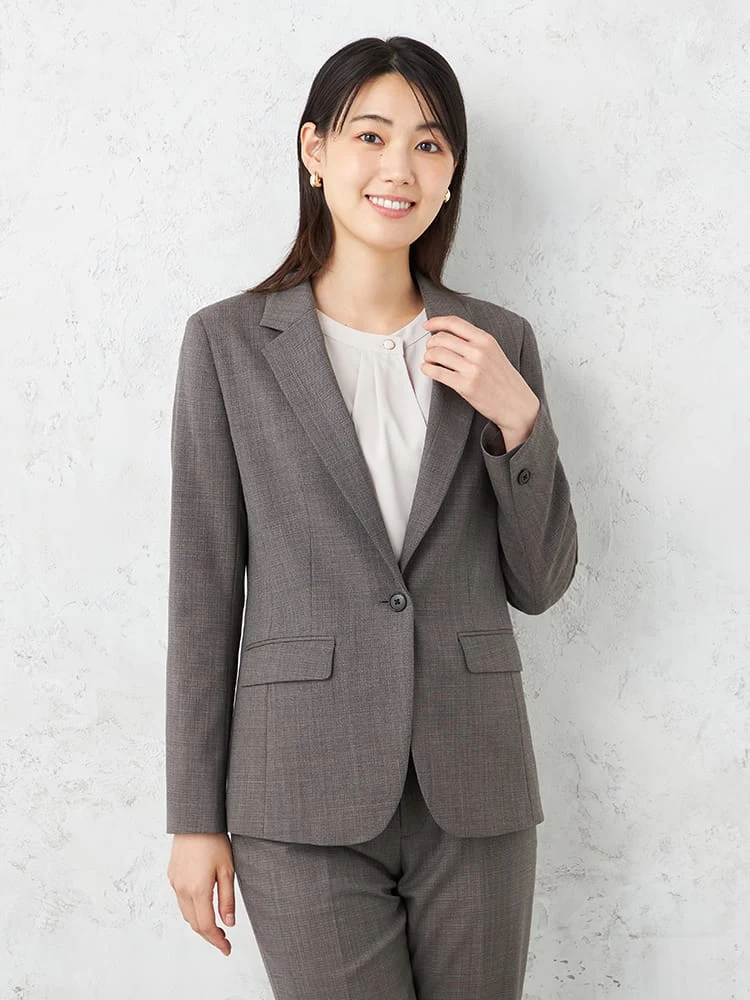 【STOVEL＆MASONWHITE】TW1ボタンジャケット無地ストレッチ秋冬【レディース】