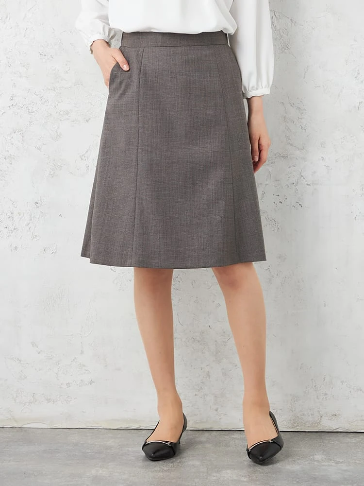 【STOVEL＆MASONWHITE】TWフレアスカート無地ストレッチ秋冬【レディース】