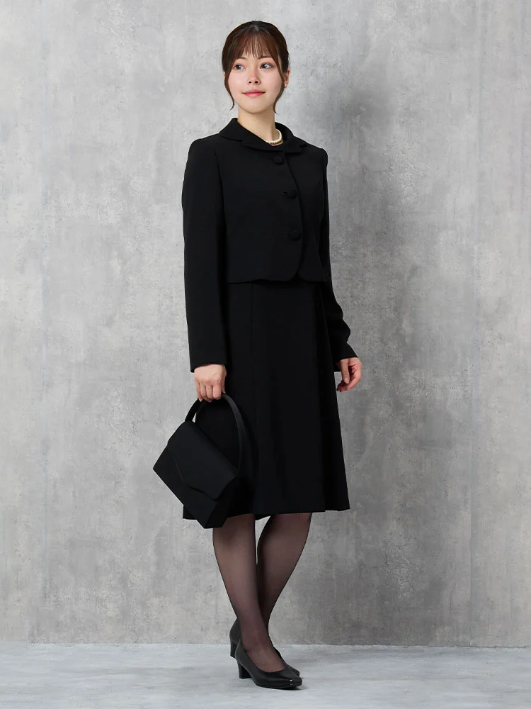ウィメンズフォーマルアンサンブルブラック無地通年礼服【レディース】