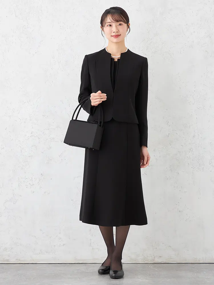 セミスタンドノーカラーアンサンブルＯＰアンサンブル風フォーマル上下ウォッシャブル通年礼服