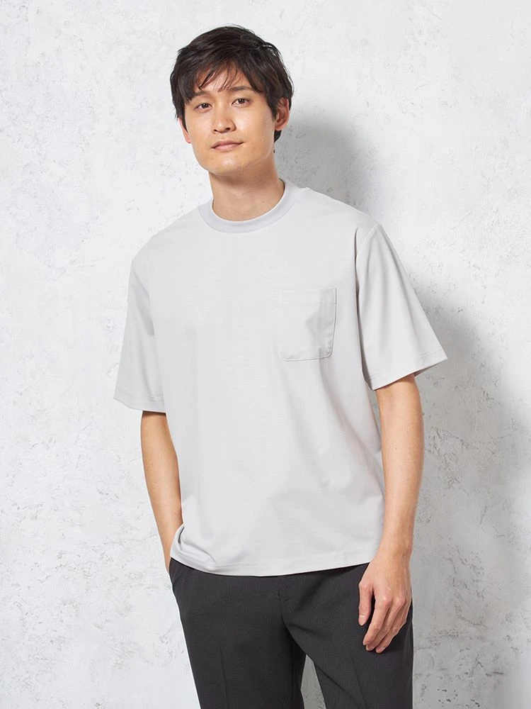 【接触冷感】半袖スロープネックTシャツビズT無地カジュアルインナーTOKYORUN春夏