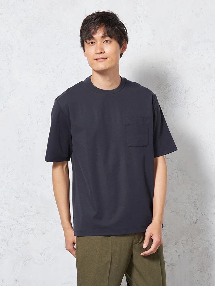 【接触冷感】半袖スロープネックTシャツビズT無地カジュアルインナーTOKYORUN春夏