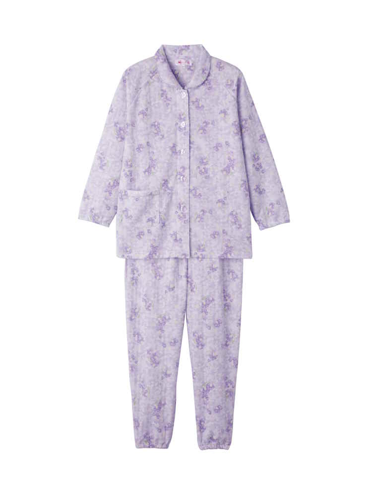 【前開き】【秋冬】大きめボタンキルトパジャマ4大きめサイズ／婦人用／レディース／シニア／高齢者／寝巻／名前記入欄付／ラグラン袖／ウエスト調整ゴム／洗濯機OK／ギフト／プレゼント